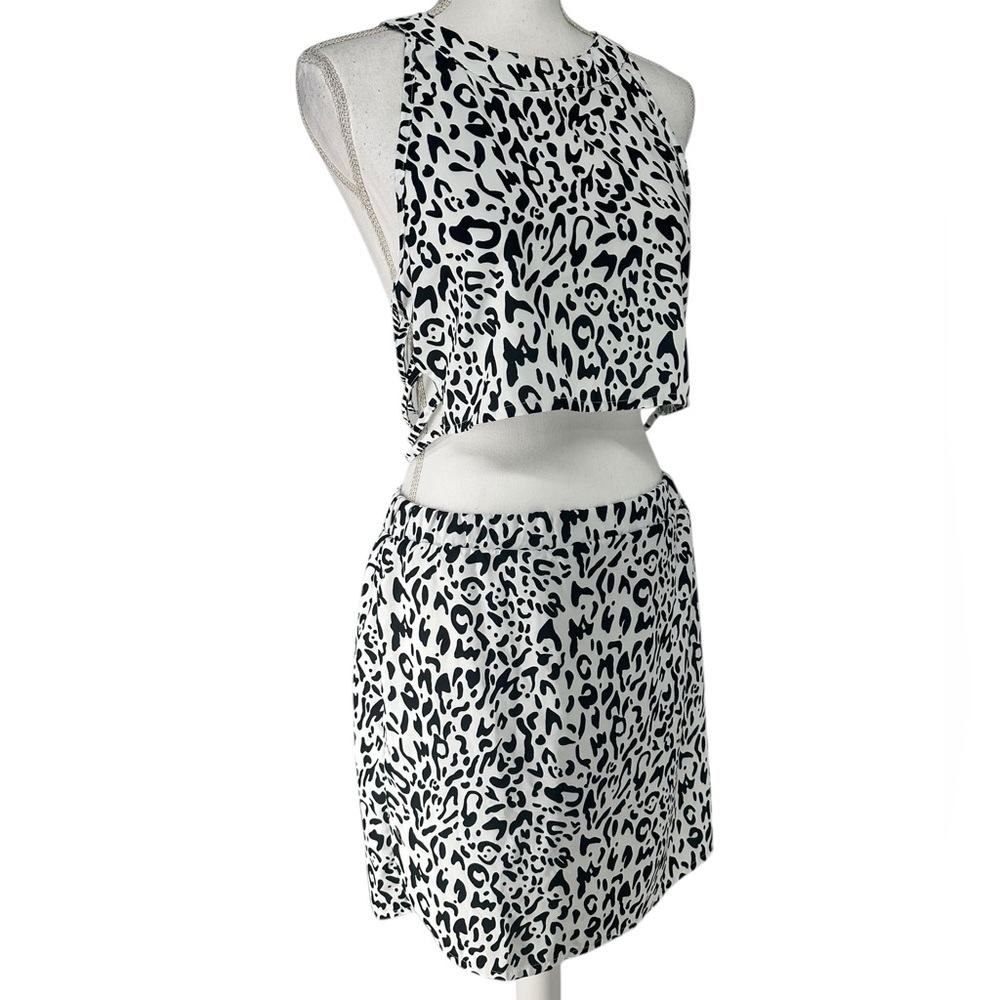 White & Black Leopard 2 Piece Set Small Y2K Rave Summer Vacation Fairy Festival